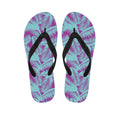 Purple And Teal Tropical Leaf Print Flip Flops