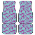 Purple And Teal Tropical Leaf Print Front and Back Car Floor Mats