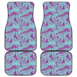 Purple And Teal Tropical Leaf Print Front and Back Car Floor Mats