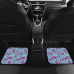 Purple And Teal Tropical Leaf Print Front and Back Car Floor Mats