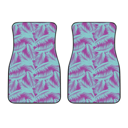Purple And Teal Tropical Leaf Print Front Car Floor Mats