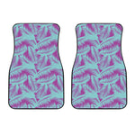 Purple And Teal Tropical Leaf Print Front Car Floor Mats