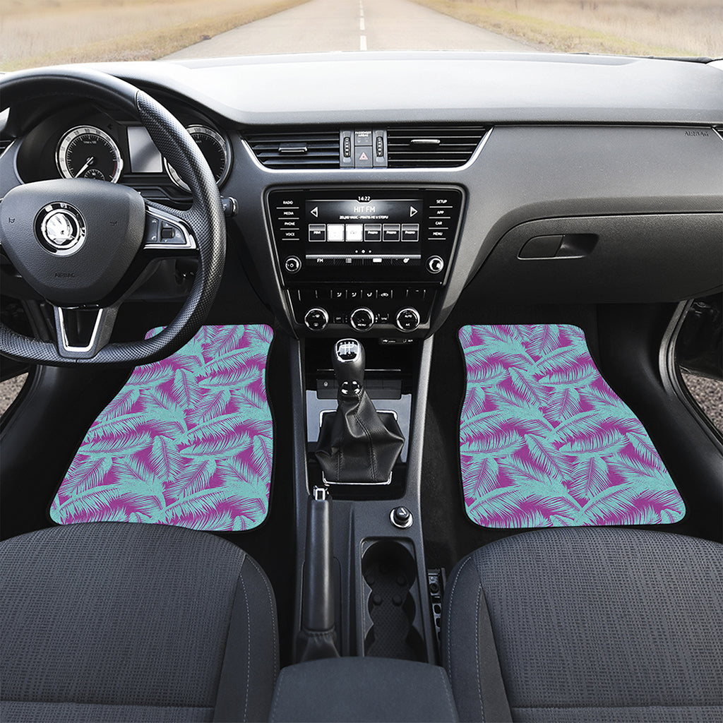 Purple And Teal Tropical Leaf Print Front Car Floor Mats