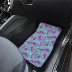 Purple And Teal Tropical Leaf Print Front Car Floor Mats