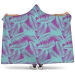 Purple And Teal Tropical Leaf Print Hooded Blanket