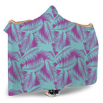 Purple And Teal Tropical Leaf Print Hooded Blanket