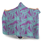 Purple And Teal Tropical Leaf Print Hooded Blanket