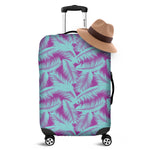 Purple And Teal Tropical Leaf Print Luggage Cover