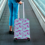 Purple And Teal Tropical Leaf Print Luggage Cover