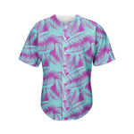 Purple And Teal Tropical Leaf Print Men's Baseball Jersey