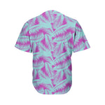 Purple And Teal Tropical Leaf Print Men's Baseball Jersey