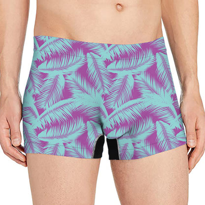 Purple And Teal Tropical Leaf Print Men's Boxer Briefs