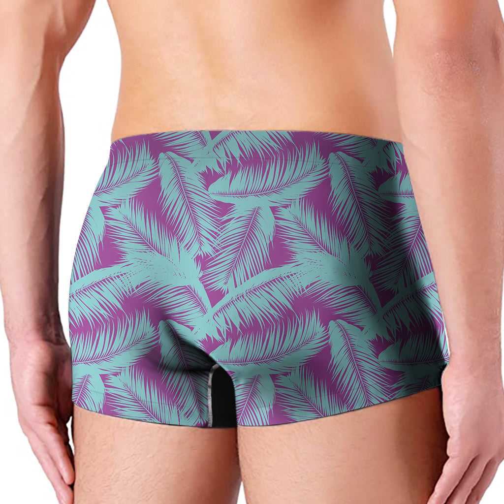 Purple And Teal Tropical Leaf Print Men's Boxer Briefs