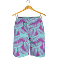 Purple And Teal Tropical Leaf Print Men's Shorts