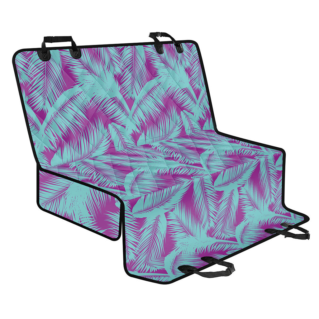 Purple And Teal Tropical Leaf Print Pet Car Back Seat Cover