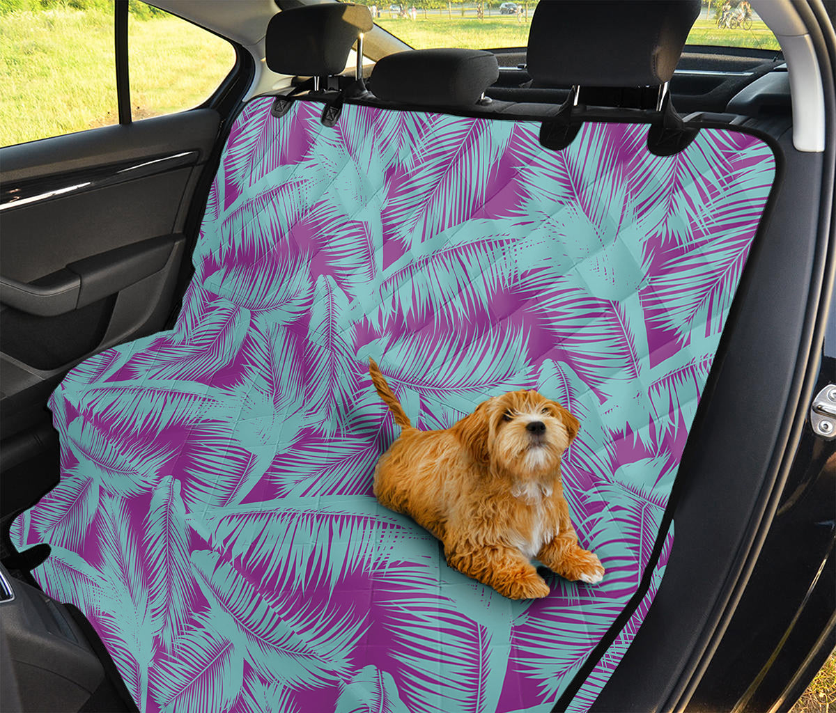 Purple And Teal Tropical Leaf Print Pet Car Back Seat Cover