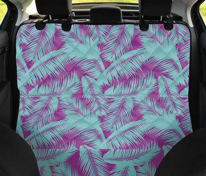Purple And Teal Tropical Leaf Print Pet Car Back Seat Cover