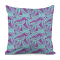 Purple And Teal Tropical Leaf Print Pillow Cover