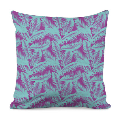 Purple And Teal Tropical Leaf Print Pillow Cover