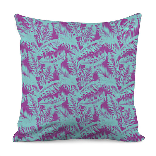 Purple And Teal Tropical Leaf Print Pillow Cover