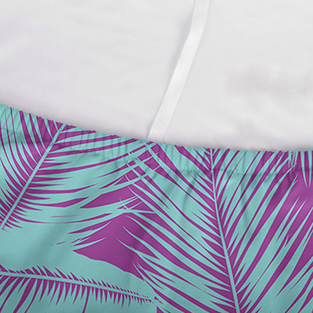 Purple And Teal Tropical Leaf Print Sofa Cover
