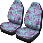Purple And Teal Tropical Leaf Print Universal Fit Car Seat Covers
