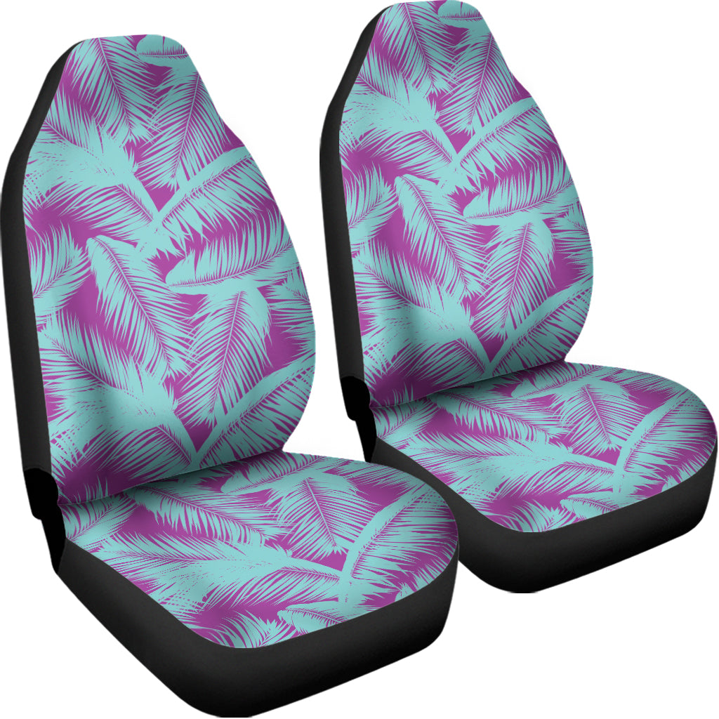 Purple And Teal Tropical Leaf Print Universal Fit Car Seat Covers