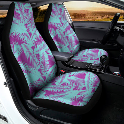 Purple And Teal Tropical Leaf Print Universal Fit Car Seat Covers