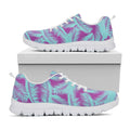 Purple And Teal Tropical Leaf Print White Running Shoes