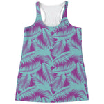 Purple And Teal Tropical Leaf Print Women's Racerback Tank Top
