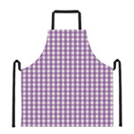 Purple And White Check Pattern Print Apron