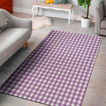 Purple And White Check Pattern Print Area Rug