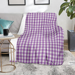 Purple And White Check Pattern Print Blanket