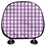 Purple And White Check Pattern Print Car Headrest Covers