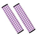 Purple And White Check Pattern Print Car Seat Belt Covers