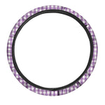 Purple And White Check Pattern Print Car Steering Wheel Cover