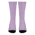 Purple And White Check Pattern Print Crew Socks