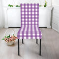 Purple And White Check Pattern Print Dining Chair Slipcover