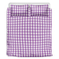 Purple And White Check Pattern Print Duvet Cover Bedding Set