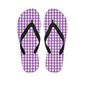 Purple And White Check Pattern Print Flip Flops