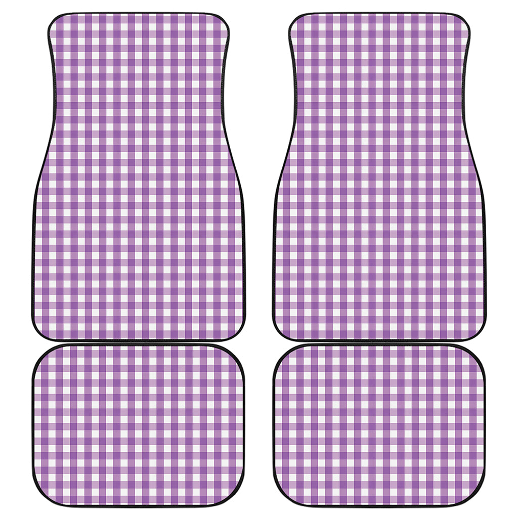 Purple And White Check Pattern Print Front and Back Car Floor Mats