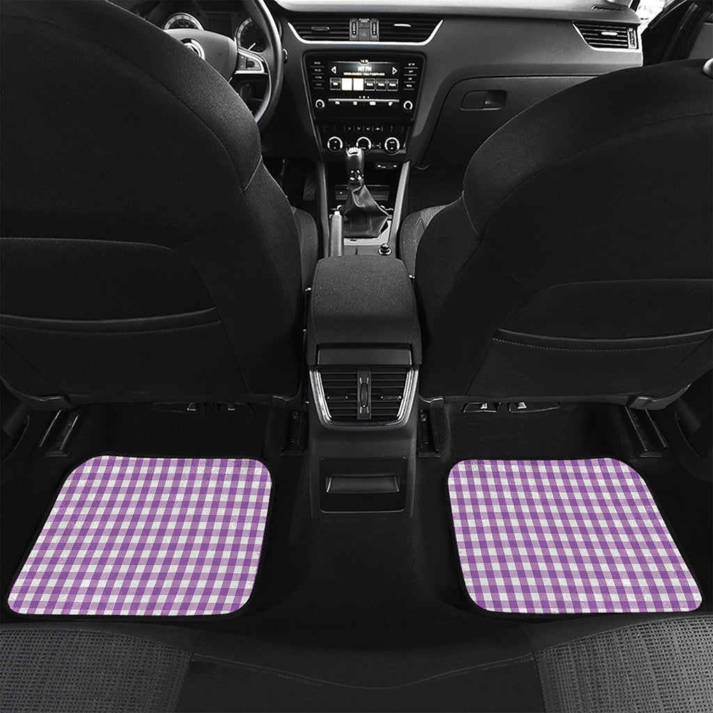 Purple And White Check Pattern Print Front and Back Car Floor Mats
