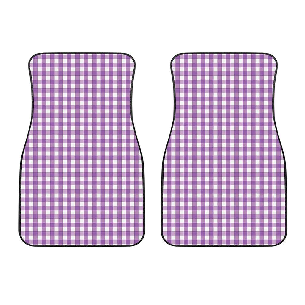 Purple And White Check Pattern Print Front Car Floor Mats