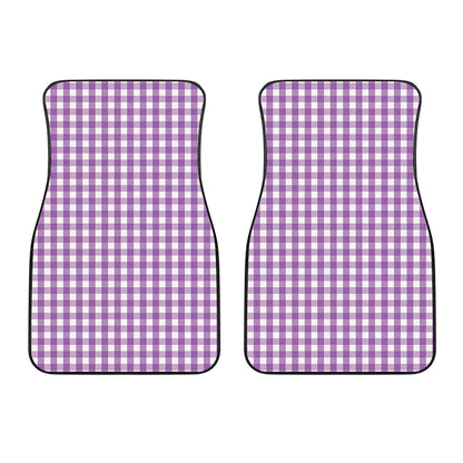 Purple And White Check Pattern Print Front Car Floor Mats