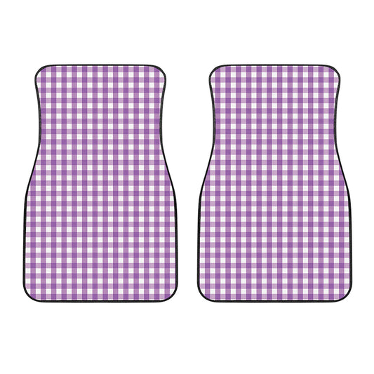 Purple And White Check Pattern Print Front Car Floor Mats