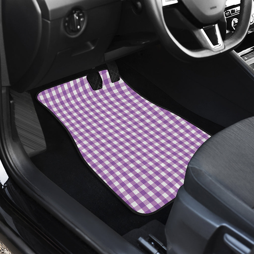 Purple And White Check Pattern Print Front Car Floor Mats