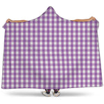 Purple And White Check Pattern Print Hooded Blanket