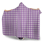 Purple And White Check Pattern Print Hooded Blanket