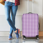Purple And White Check Pattern Print Luggage Cover