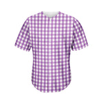 Purple And White Check Pattern Print Men's Baseball Jersey
